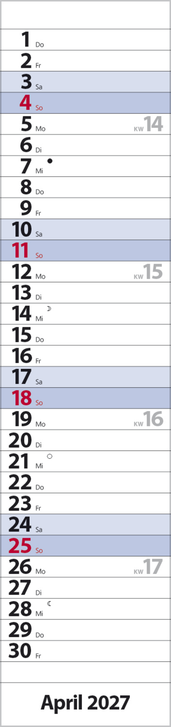 Streifenplaner Compact Blau 2027, Innenansicht #4