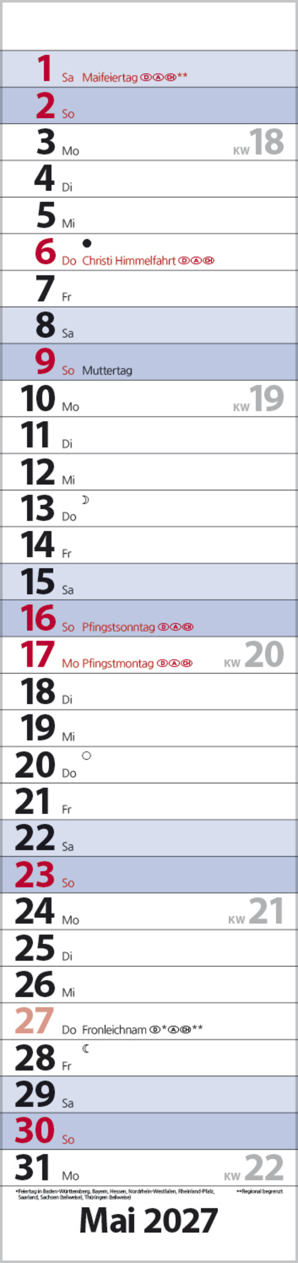 Streifenplaner Compact Blau 2027, Innenansicht #5