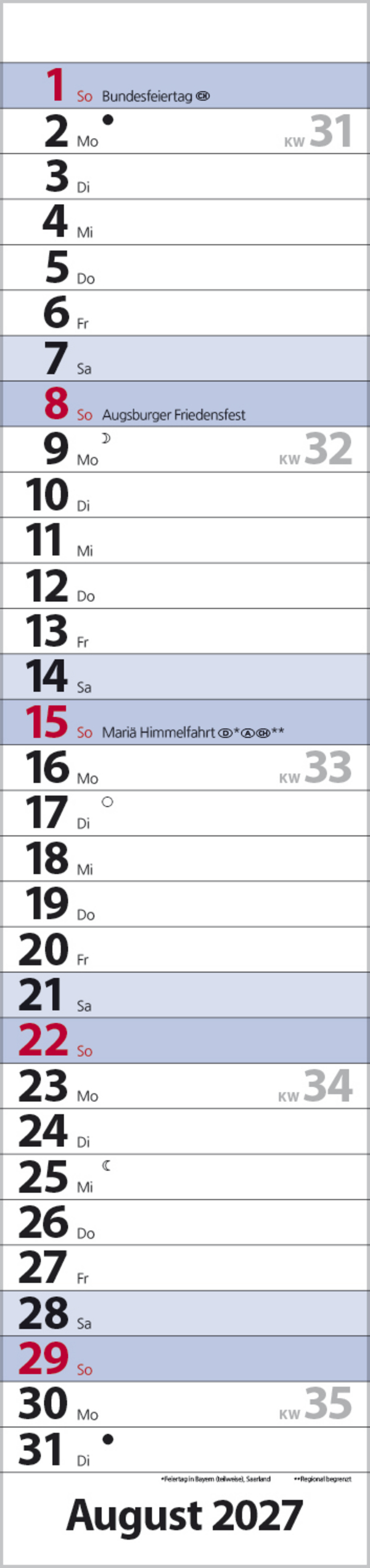 Streifenplaner Compact Blau 2027, Innenansicht #8