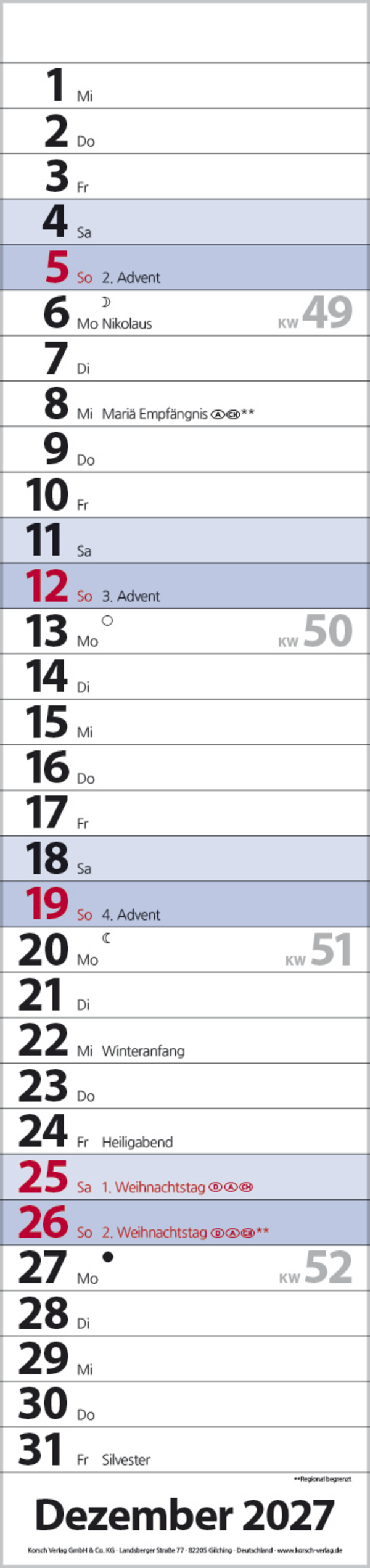 Streifenplaner Compact Blau 2027, Innenansicht #12