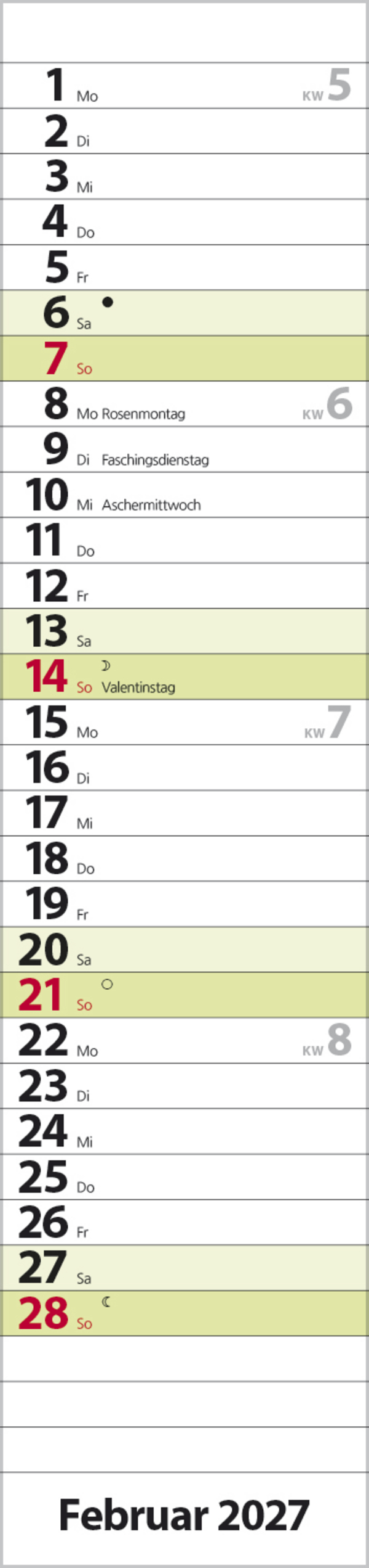 Streifenplaner Compact Gr&uuml;n 2027, Innenansicht #2