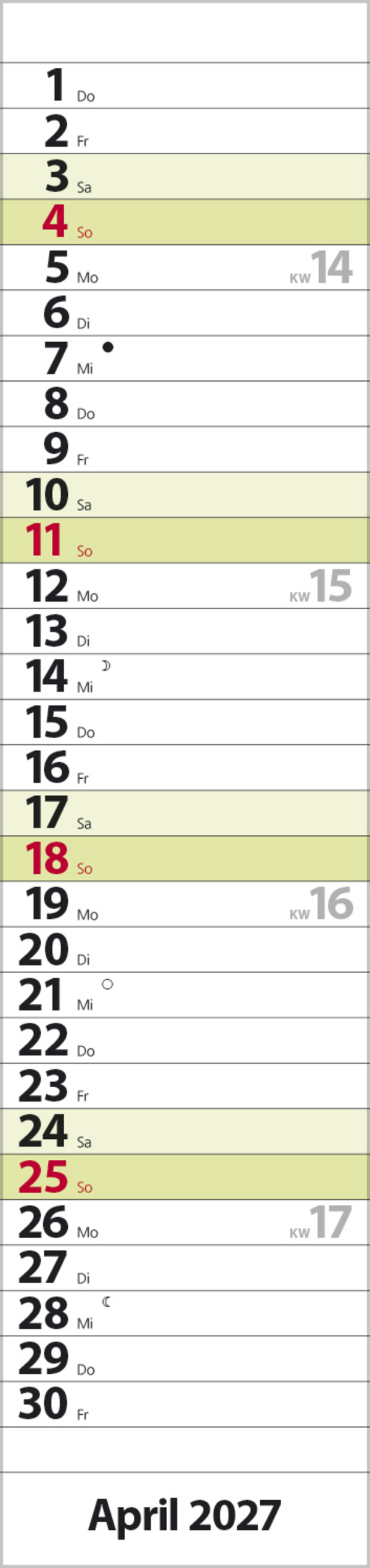 Streifenplaner Compact Gr&uuml;n 2027, Innenansicht #4