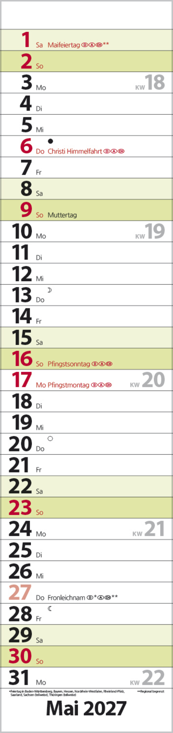 Streifenplaner Compact Gr&uuml;n 2027, Innenansicht #5