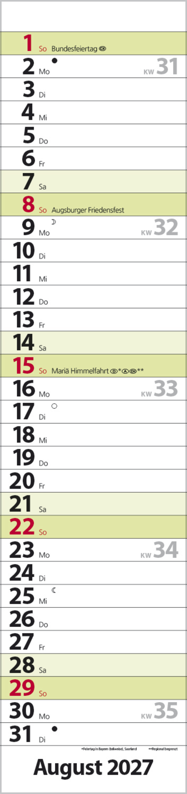 Streifenplaner Compact Gr&uuml;n 2027, Innenansicht #8
