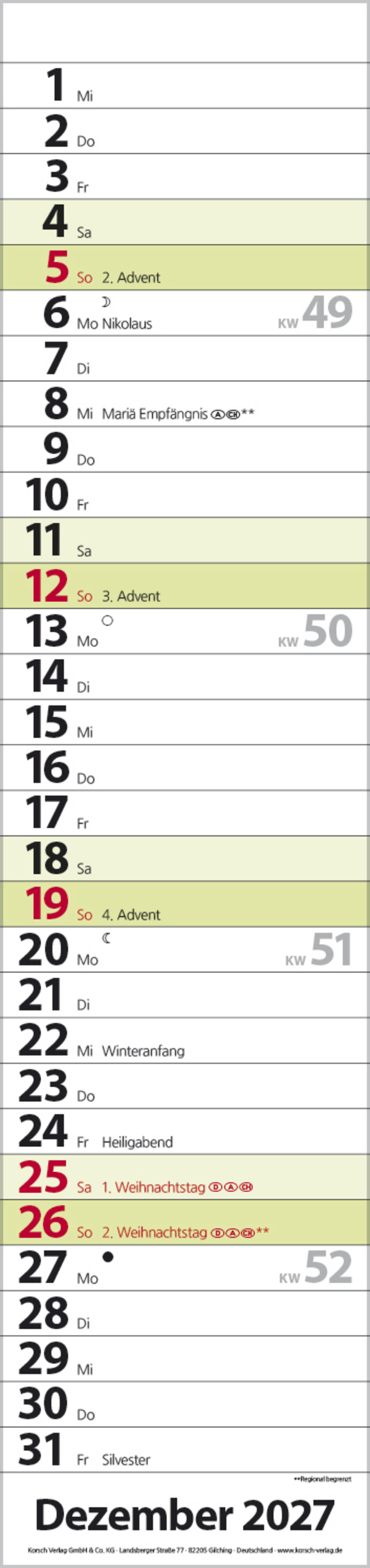 Streifenplaner Compact Gr&uuml;n 2027, Innenansicht #12