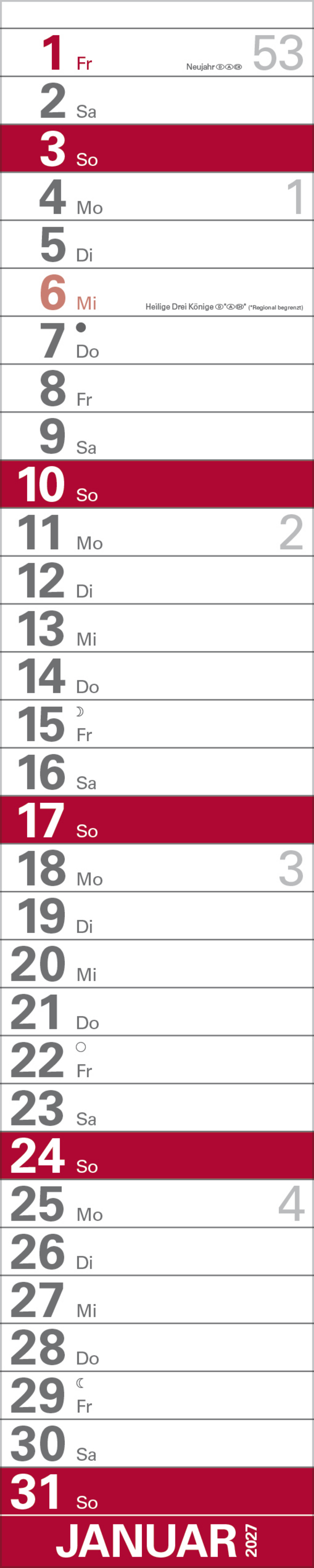 XXL Planer Gro&szlig;druck rot 2027, Innenansicht #1