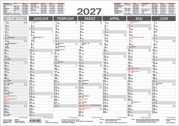 Tafelkalender A5 2027, Innenansicht #1