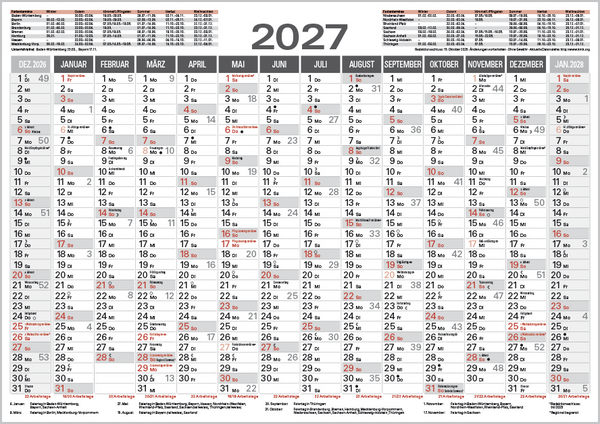 Tafelkalender A4 2027, Innenansicht #1