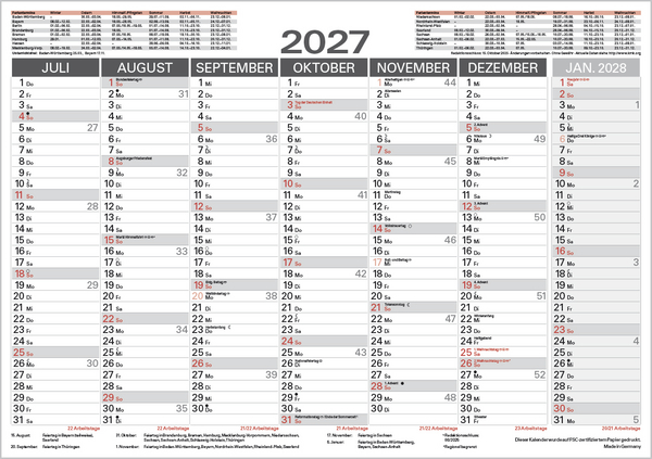 Tafelkalender A5 "Stabil" 2027, Innenansicht #2