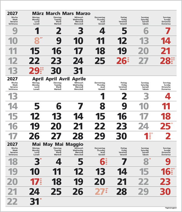 3-Monats-Planer Comfort Grau 2027, Innenansicht #4