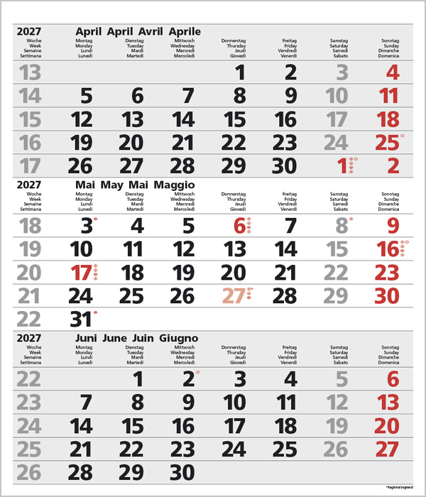 3-Monats-Planer Comfort Grau 2027, Innenansicht #5
