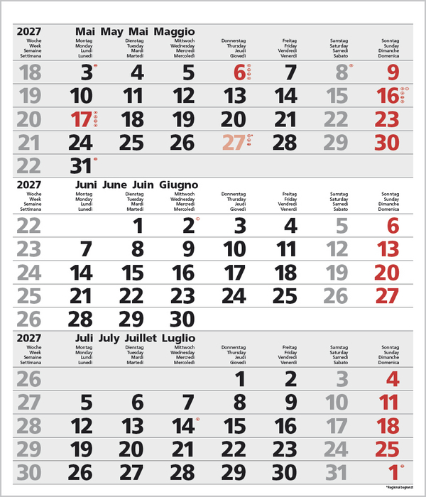 3-Monats-Planer Comfort Grau 2027, Innenansicht #6