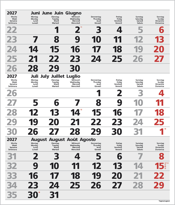 3-Monats-Planer Comfort Grau 2027, Innenansicht #7