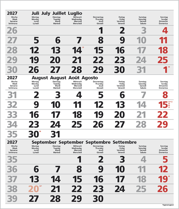 3-Monats-Planer Comfort Grau 2027, Innenansicht #8