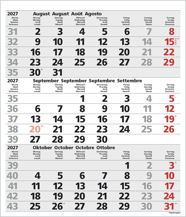 3-Monats-Planer Comfort Grau 2027, Innenansicht #9