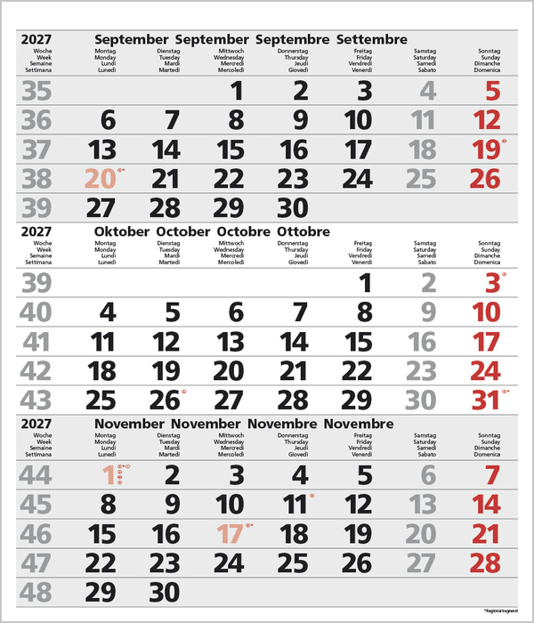 3-Monats-Planer Comfort Grau 2027, Innenansicht #10