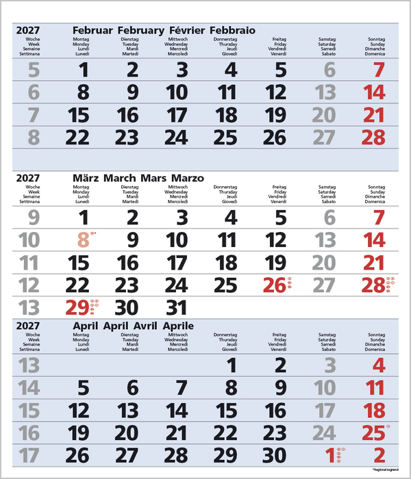 3-Monats-Planer Comfort Blau 2027, Innenansicht #3