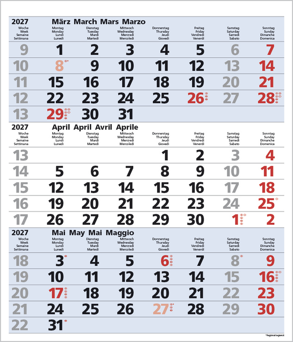 3-Monats-Planer Comfort Blau 2027, Innenansicht #4