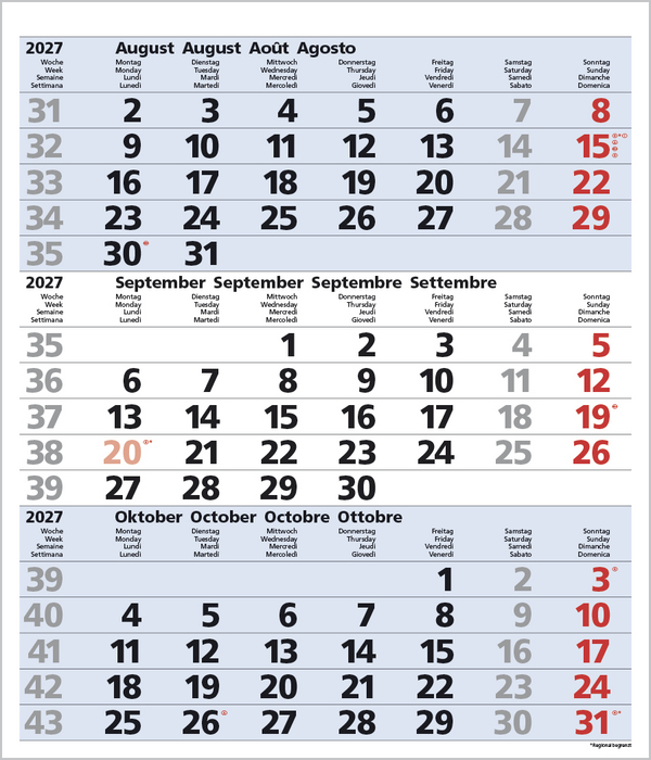 3-Monats-Planer Comfort Blau 2027, Innenansicht #9