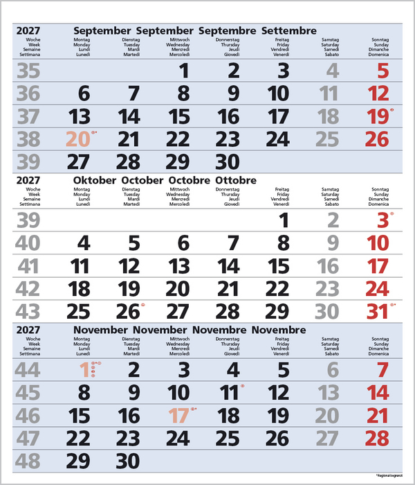 3-Monats-Planer Comfort Blau 2027, Innenansicht #10