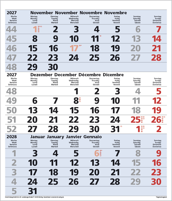 3-Monats-Planer Comfort Blau 2027, Innenansicht #12