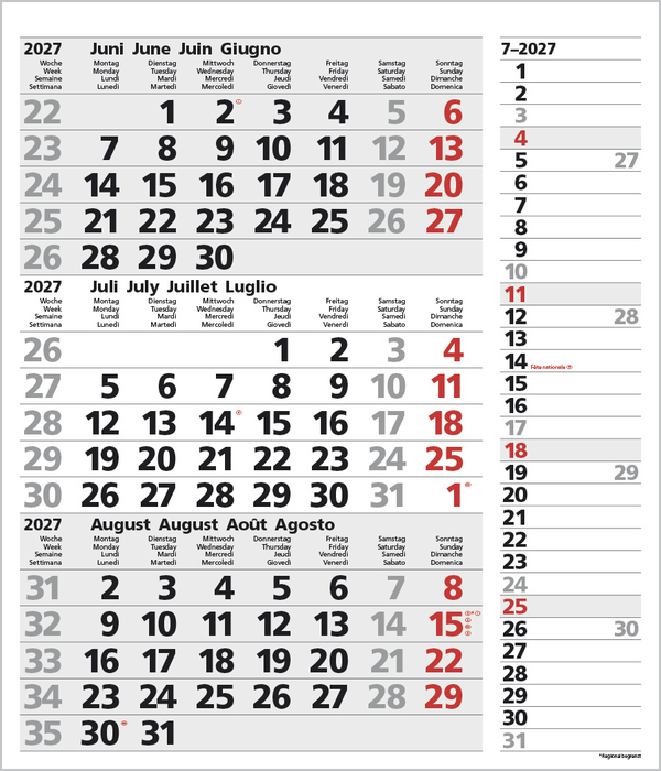 3-Monats-Planer Combi Grau 2027, Innenansicht #7