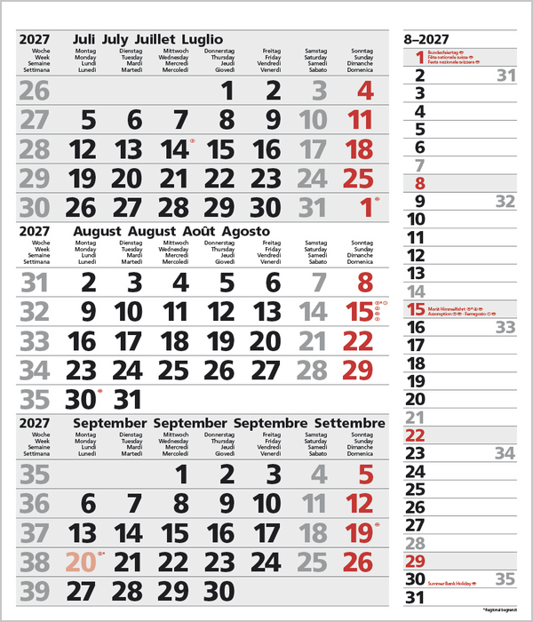 3-Monats-Planer Combi Grau 2027, Innenansicht #8