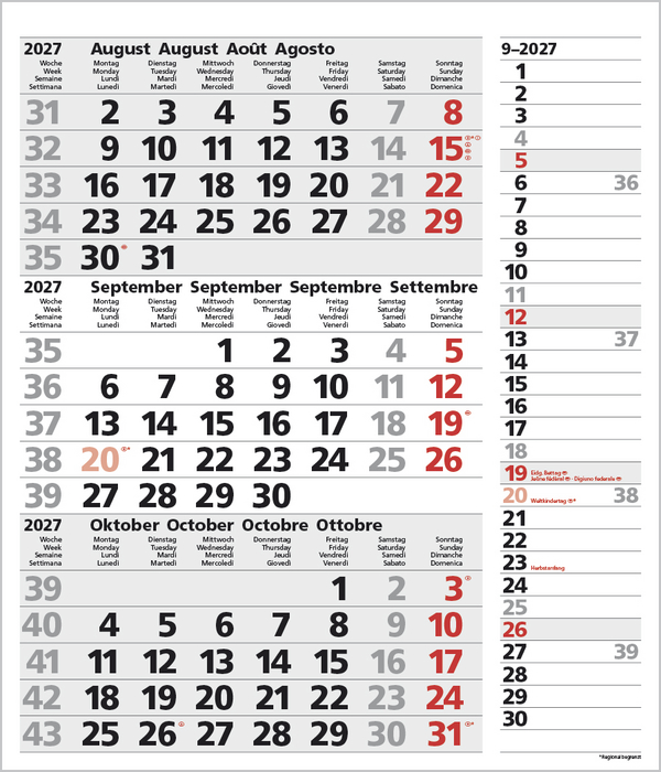 3-Monats-Planer Combi Grau 2027, Innenansicht #9