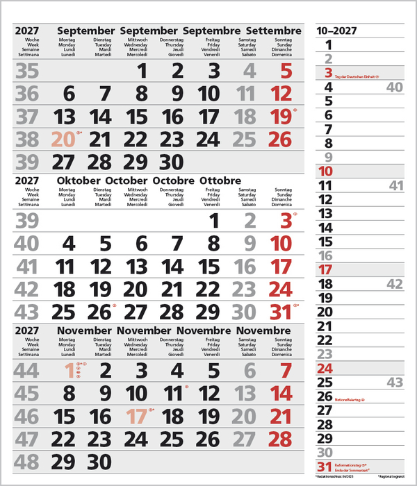 3-Monats-Planer Combi Grau 2027, Innenansicht #10