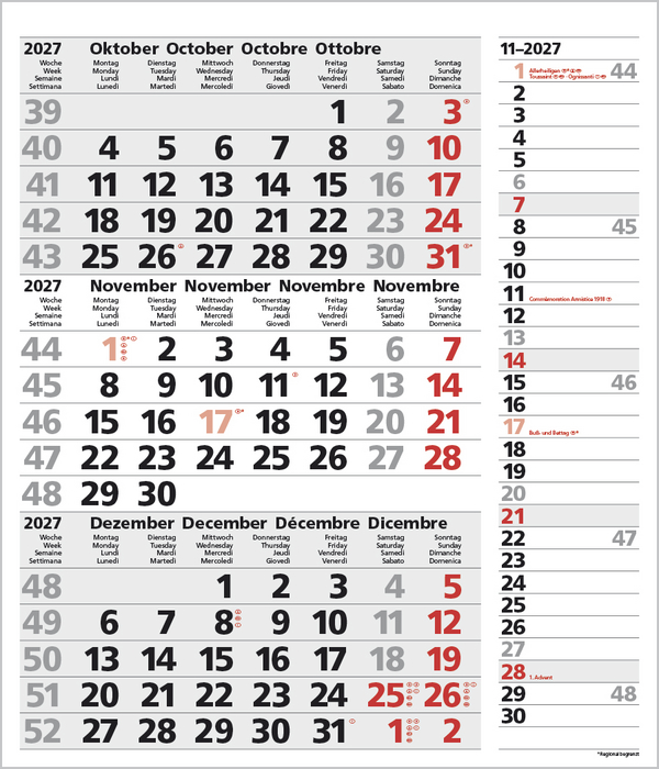 3-Monats-Planer Combi Grau 2027, Innenansicht #11