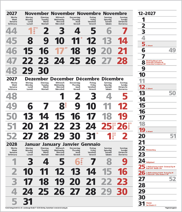 3-Monats-Planer Combi Grau 2027, Innenansicht #12