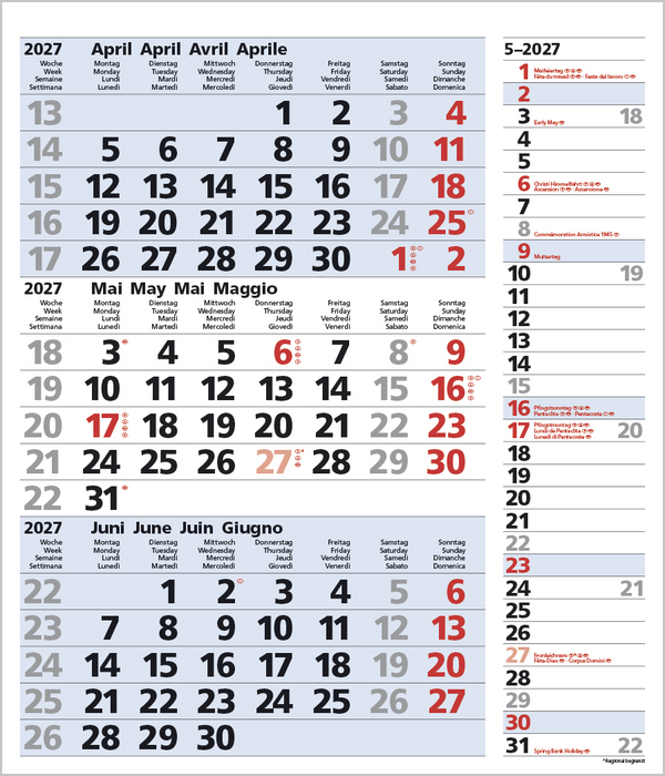 3-Monats-Planer Combi Blau 2027, Innenansicht #5