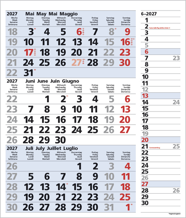 3-Monats-Planer Combi Blau 2027, Innenansicht #6