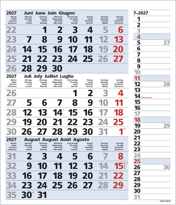 3-Monats-Planer Combi Blau 2027, Innenansicht #7