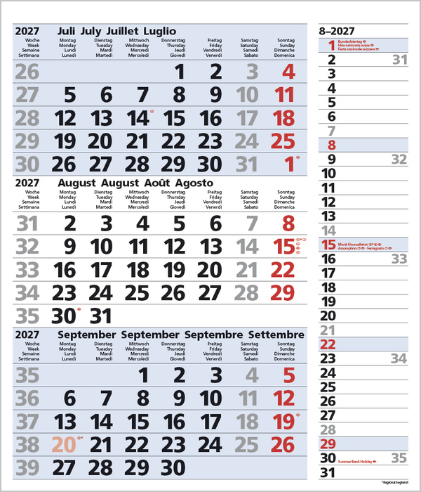 3-Monats-Planer Combi Blau 2027, Innenansicht #8