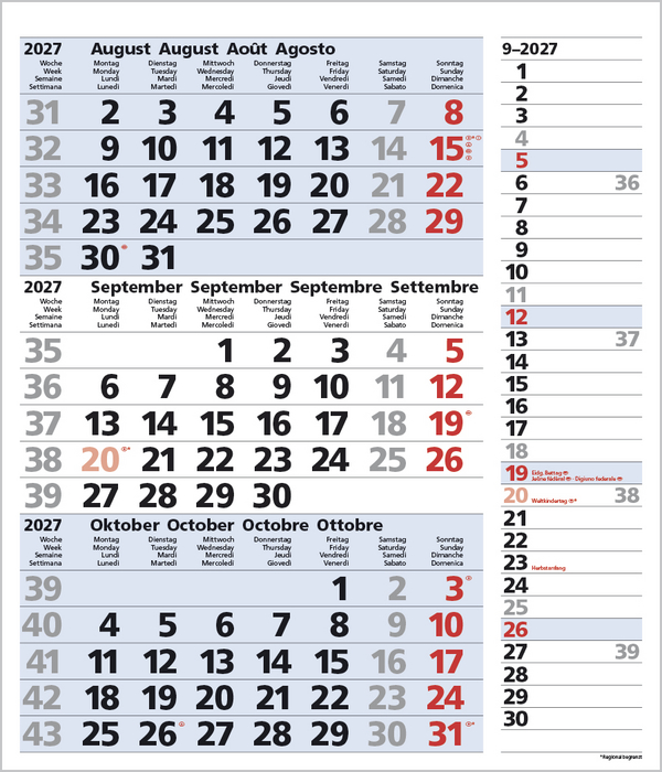3-Monats-Planer Combi Blau 2027, Innenansicht #9