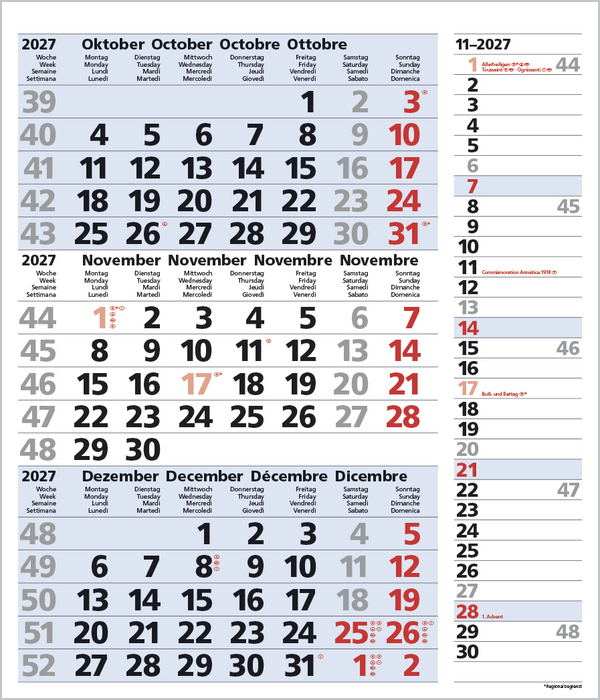 3-Monats-Planer Combi Blau 2027, Innenansicht #11