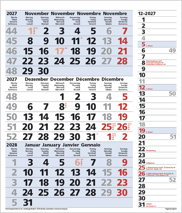 3-Monats-Planer Combi Blau 2027, Innenansicht #12