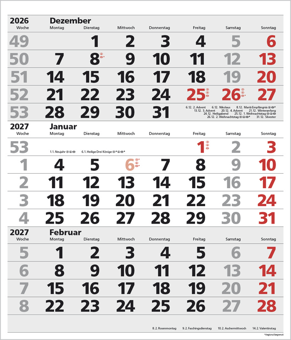 3-Monats-Planer XL Comfort 2027, Innenansicht #1