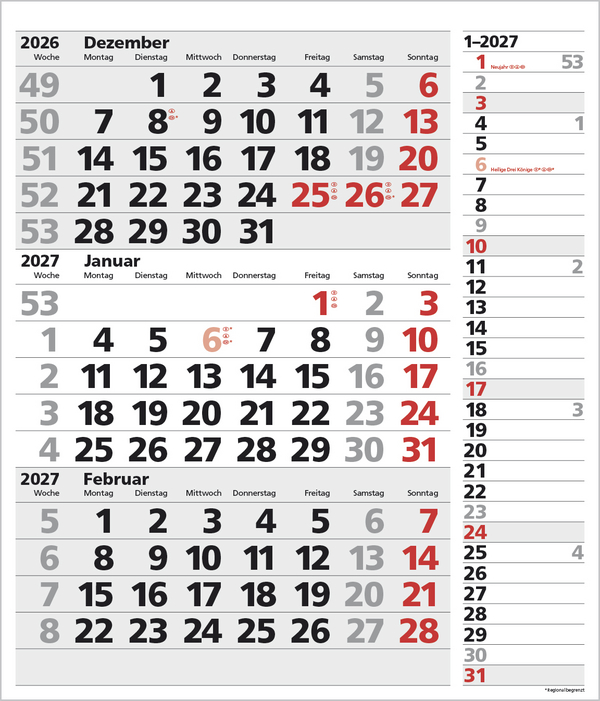 3-Monats-Planer XL Combi 2027, Innenansicht #1