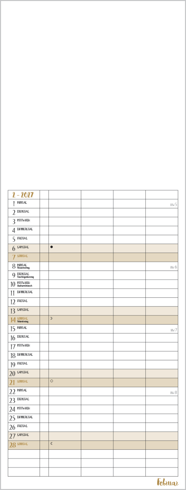 Foto-Malen-Basteln Familientimer gold 2027, Innenansicht #2