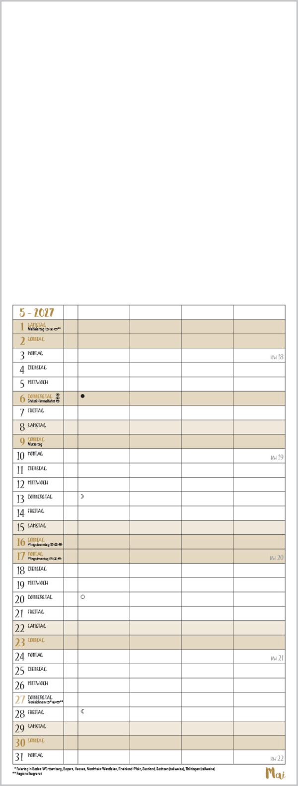 Foto-Malen-Basteln Familientimer gold 2027, Innenansicht #5