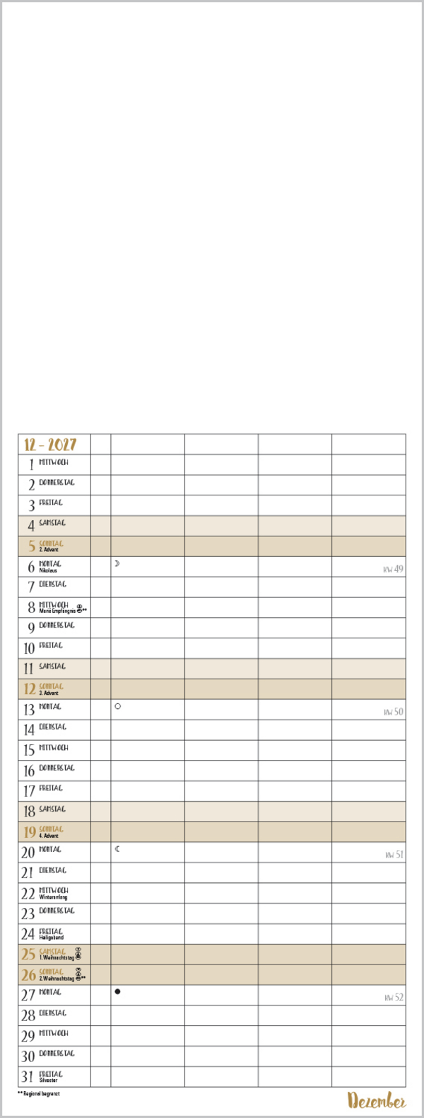 Foto-Malen-Basteln Familientimer gold 2027, Innenansicht #12