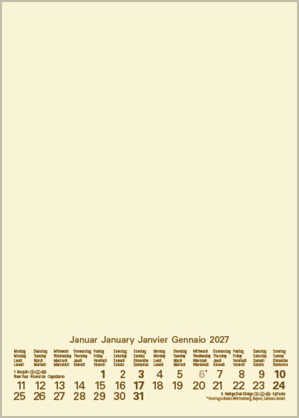 Foto-Malen-Basteln Bastelkalender A5 chamois 2027, Innenansicht #1