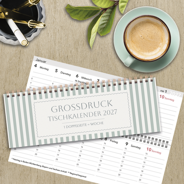 Tischquerkalender Gro&szlig;druck Streifen 2027, Innenansicht #16