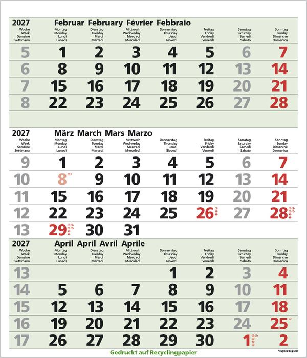 3-Monats-Planer Comfort Recyclingpapier 2027, Innenansicht #3