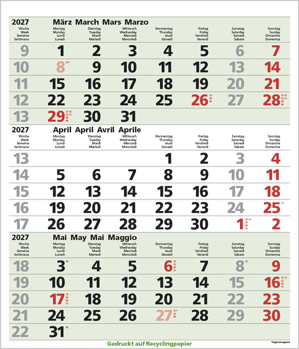 3-Monats-Planer Comfort Recyclingpapier 2027, Innenansicht #4