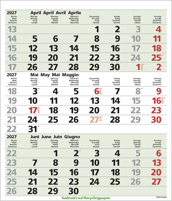 3-Monats-Planer Comfort Recyclingpapier 2027, Innenansicht #5