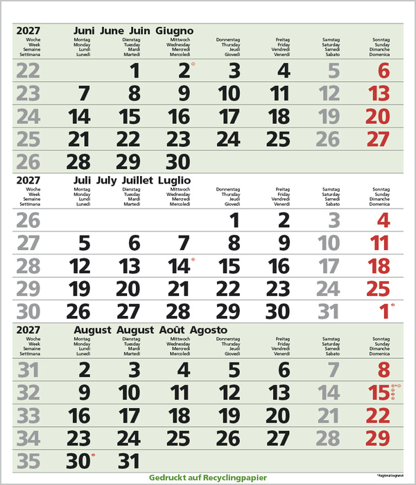 3-Monats-Planer Comfort Recyclingpapier 2027, Innenansicht #7