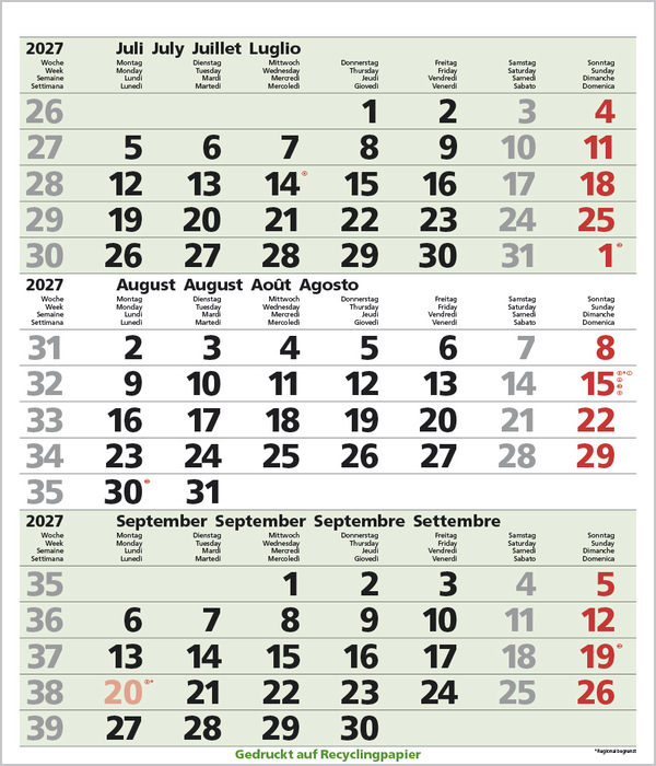 3-Monats-Planer Comfort Recyclingpapier 2027, Innenansicht #8